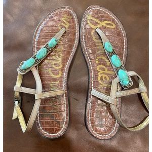 Sam Edelman turquoise and beaded sandals. Size 7 1/2
